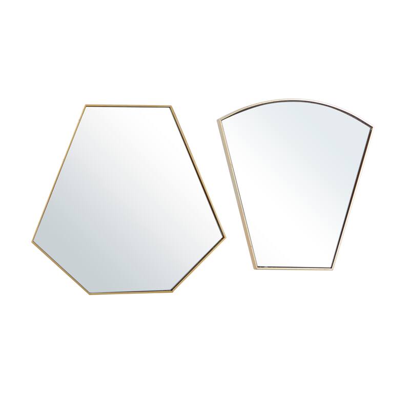 Gold Iron Contemporary Wall Mirror (Set of 2) - 18 x 1 x 18