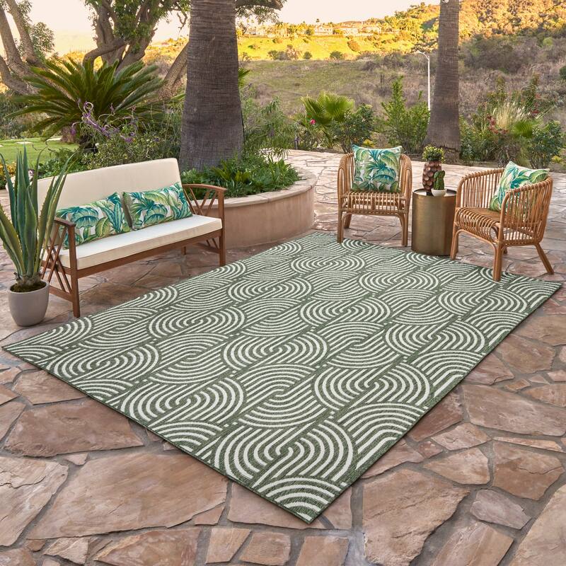 Gertmenian Savara Global Geometric Polypropylene Indoor Outdoor Performance Flatweave Area Rug Collection