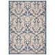 SAFAVIEH Courtyard Bettylou Indoor/ Outdoor Damask Area Rug - 4' x 5'7" - Blue/Natural
