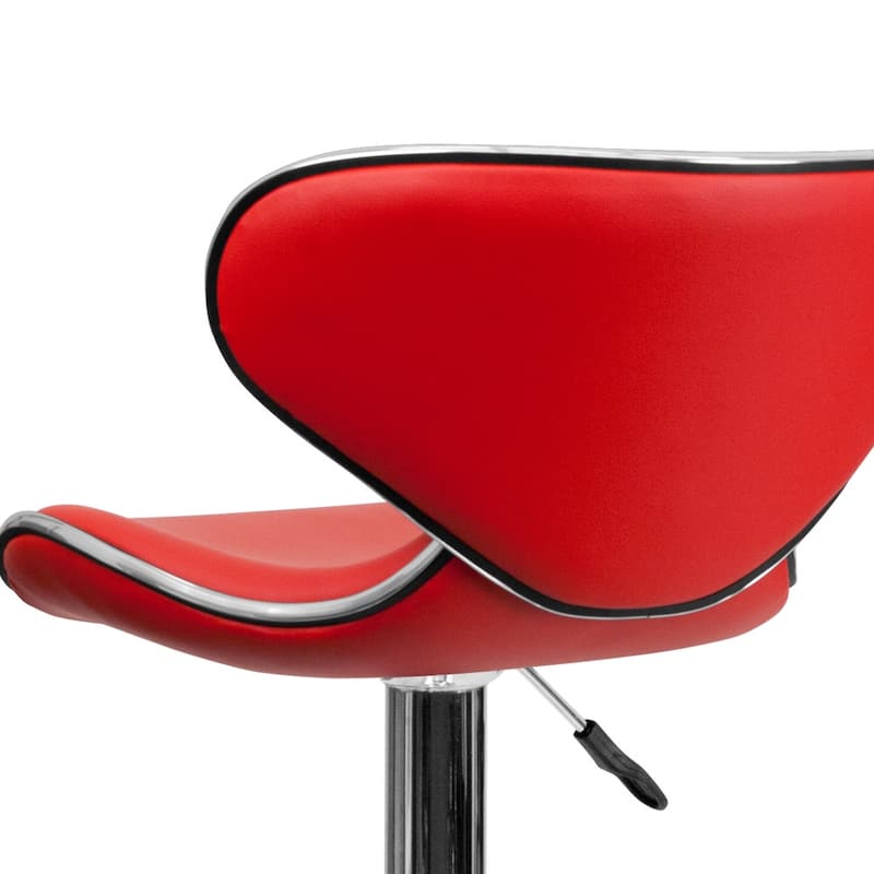 Contemporary Cozy Mid-back Vinyl Height-adjustable Chrome Barstool - 16"W x 17.5"D x 34.5" - 43"H