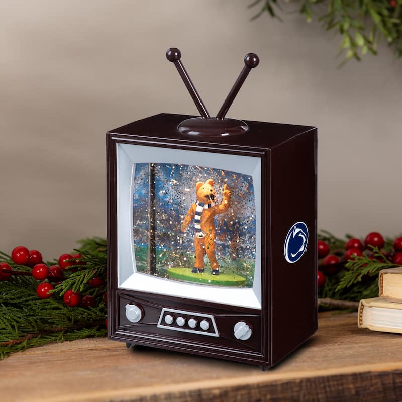 Penn State Univ 8 in. Vintage TV Light Up Water Lantern Snow Globe
