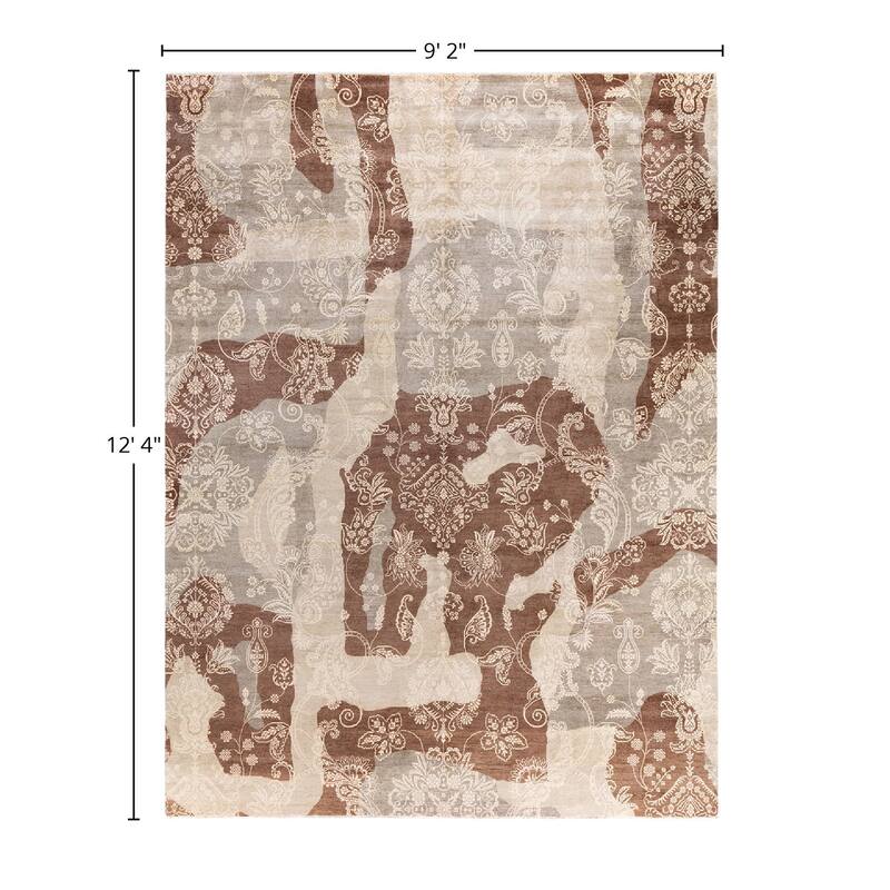 Ikat One-of-a-Kind Hand-Knotted Area Rug, Ivory - 9' 2" x 12' 4"