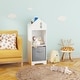 preview thumbnail 3 of 16, Kids Dollhouse Bookcase with Storage, 2-Tier Storage Display Organizer, Toddler Bookshelf with Collapsible Fabric Drawers