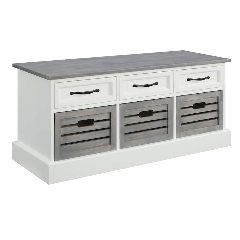 Paola Traditional Wood Cabinet with Baskets - Grey