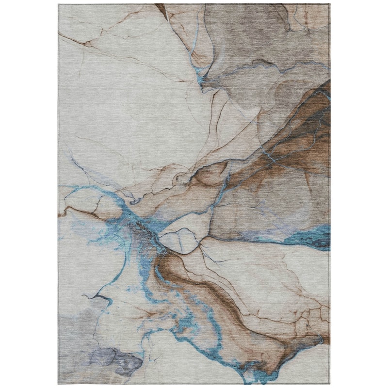 HomeRoots Abstract Modern Rectangle Outdoor Rug