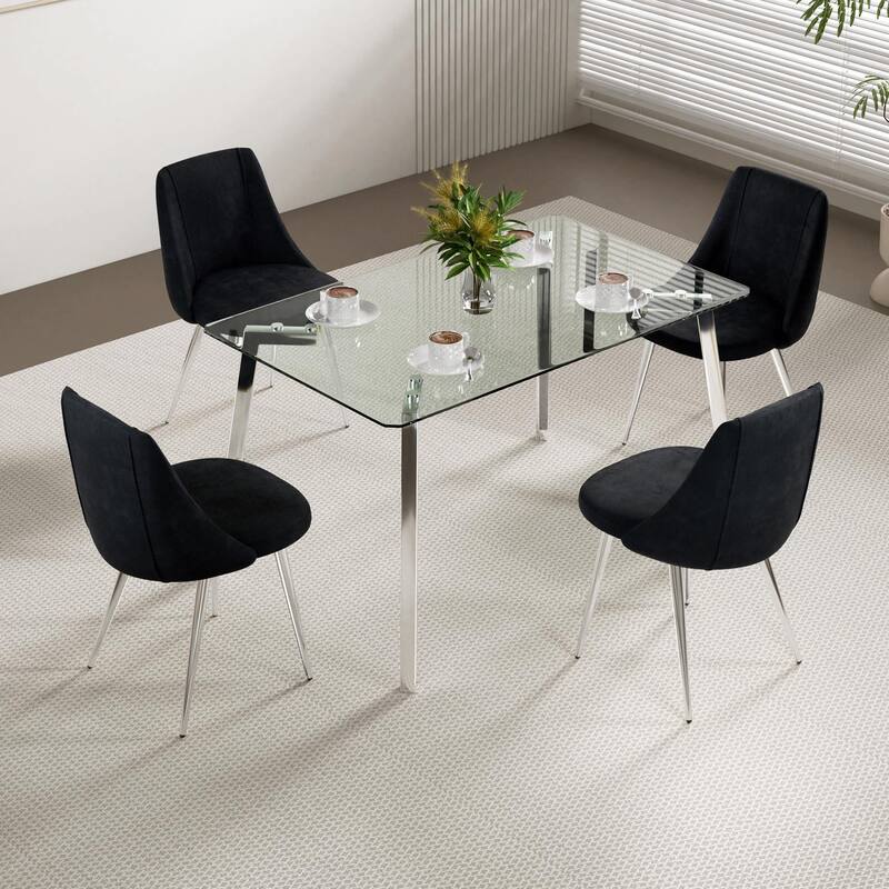 Modern Light Luxury Dining Chairs with Metal Legs-Set of 4