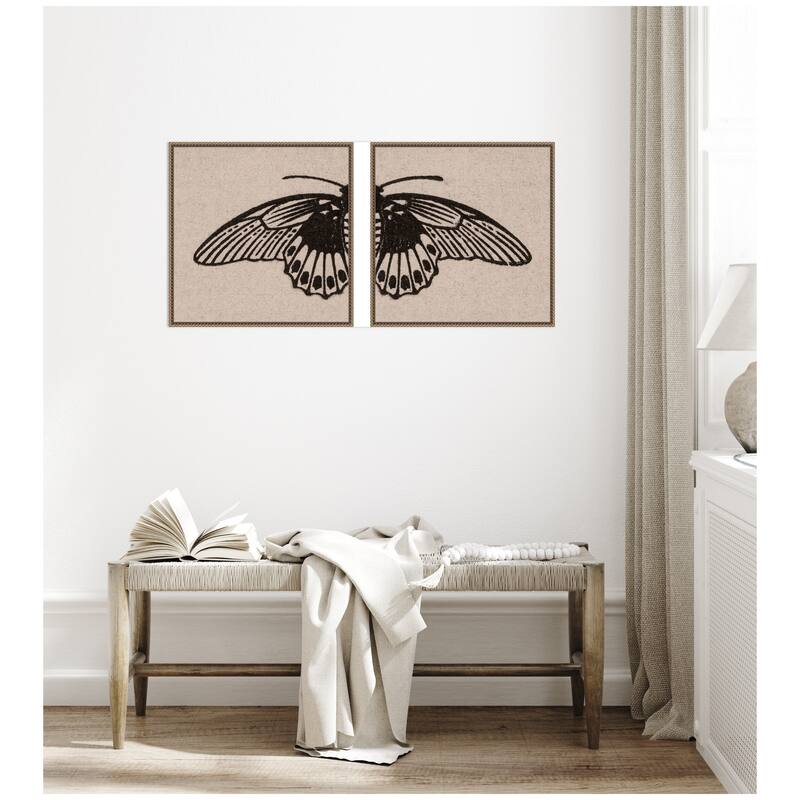 Kate and Laurel Vlinder 1901 Julie de Graag No. 1 & No. 2 2 Piece Framed Canvas Wall Art Set by Nostalgia Prints