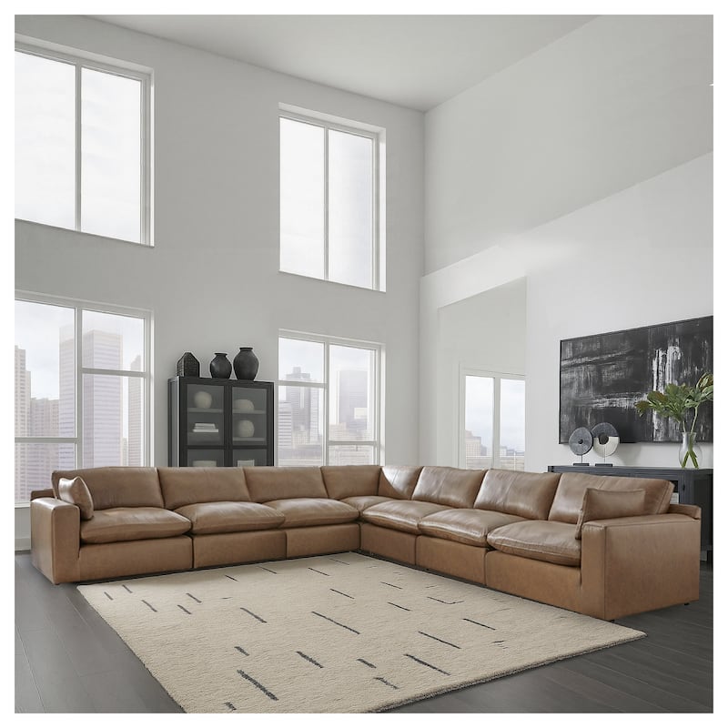 Signature Design by Ashley Emilia Medium Brown 7-Piece Sectional - 170"W x 170"D x 36"H - Brown - Symmetrical