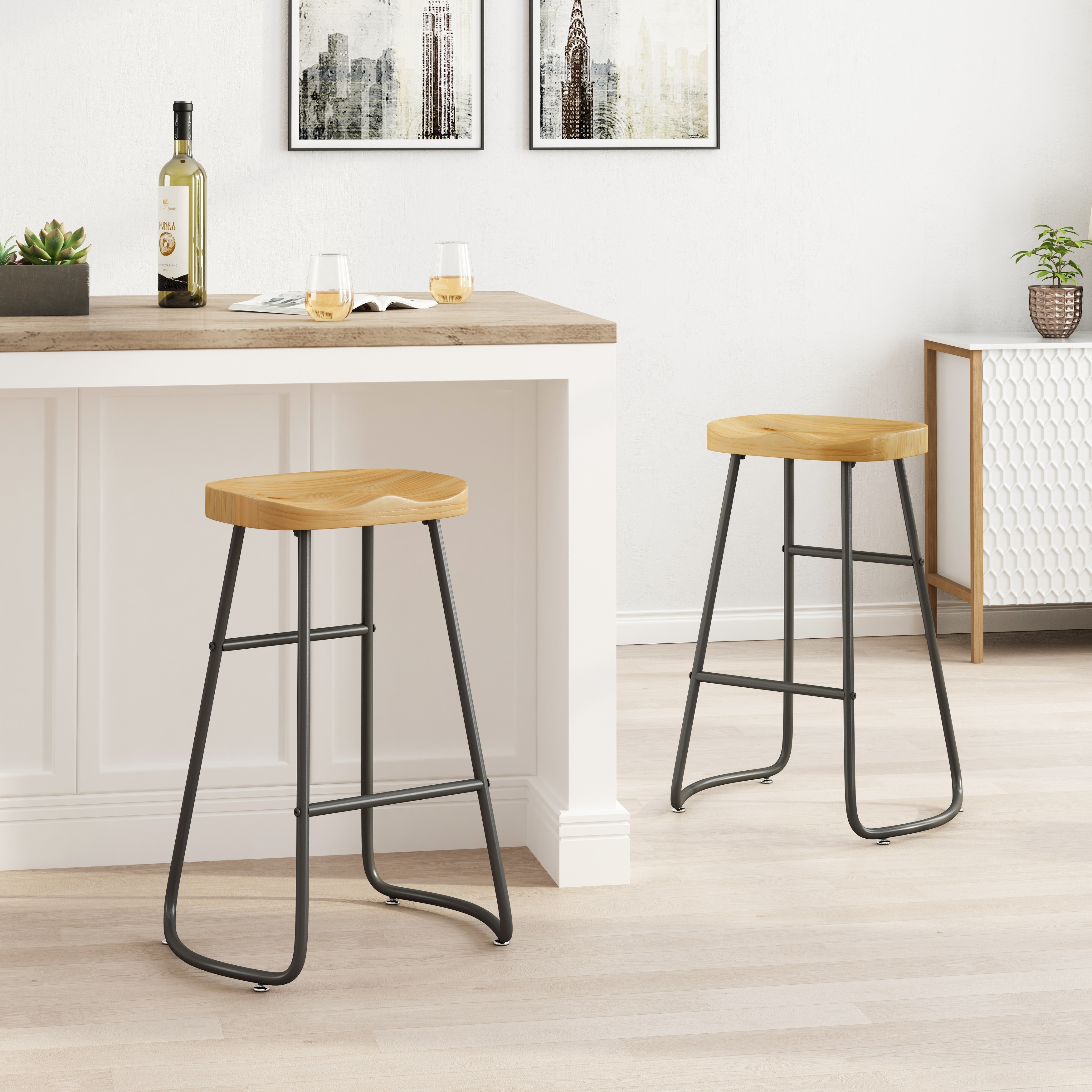 29.52"Stylish and Minimalist Bar Stools Set of 2,Counter Height Bar Stools,for Kitchen Island,Coffee Shop,Bar Home Balcony