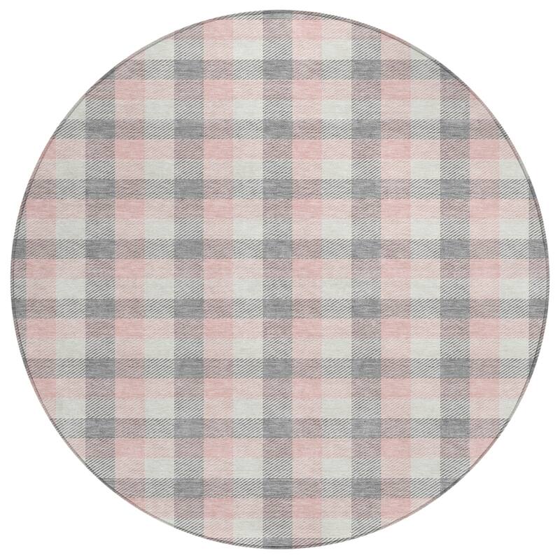 Machine Washable Indoor/ Outdoor Plaid Chantille Rug
