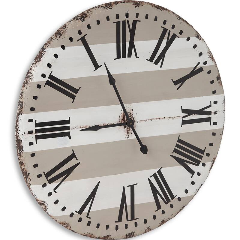 HomeRoots 3" Circle Gray And White Wood Analog Wall Clock - 2.5