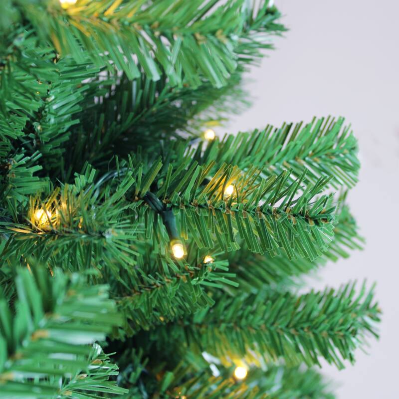 9FT Yellow-Green Light Automatic Christmas Tree, Pre-lit LED Christmas Tree