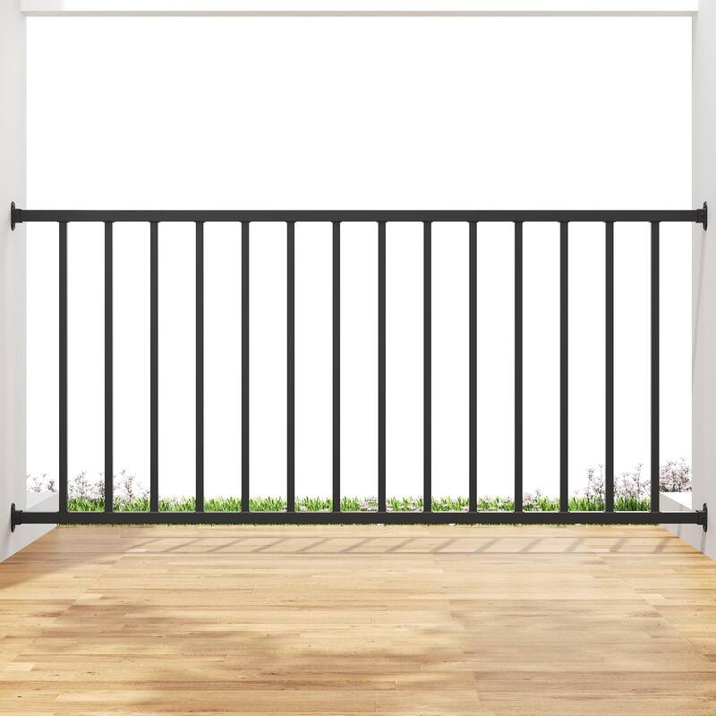 32.5 in. H x 6 ft W Black Metal Stair Railing Kit with Balusters for Residential and Commercial Use - Black
