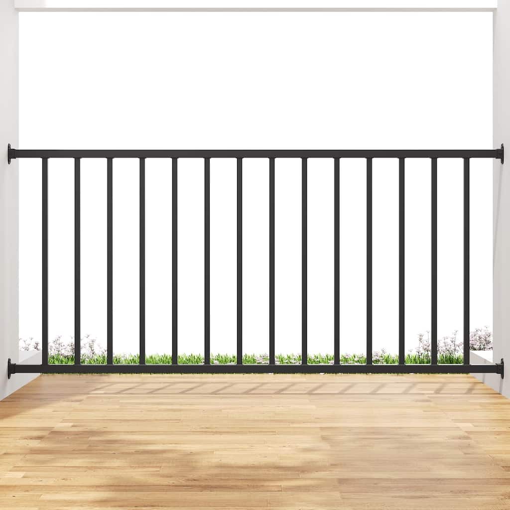 32.5 in. H x 6 ft W Black Metal Stair Railing Kit with Balusters for Residential and Commercial Use
