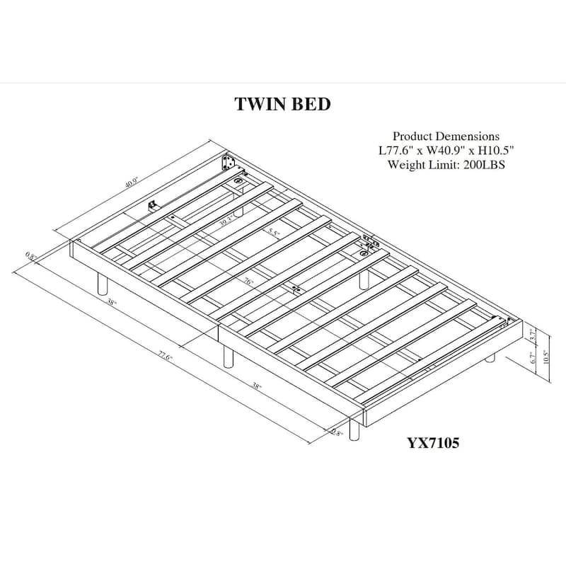 Nestfair Modern Design Twin Size Floating Platform Bed Frame