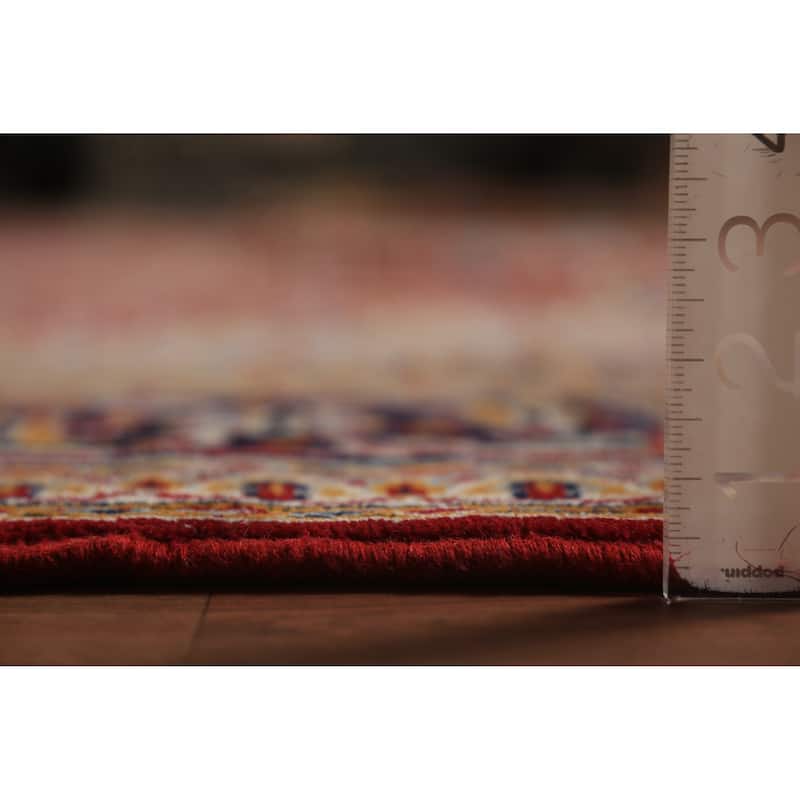 Geometric Red Tabriz Turkish Area Rug Machine Made Carpet - 9'8"x 12'10"