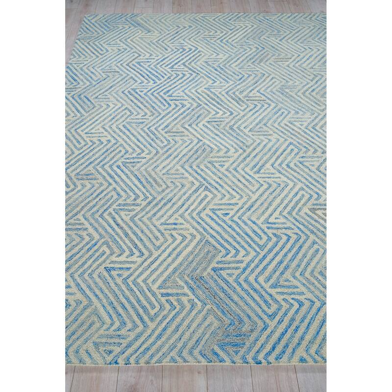 Exquisite Rugs Naturals Handmade Hand-tufted New Zealand Wool on Canvas Blue/Ivory Area Rug