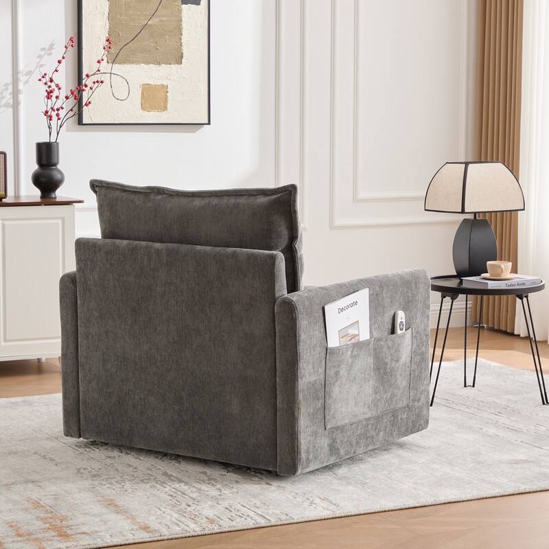 36.22" Chenille Upholstered Single Swivel Chair