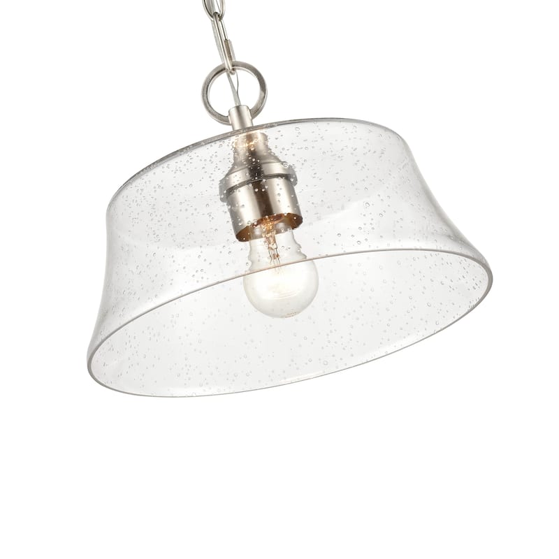 Millennium Lighting Caily 1 Light Pendant in Matte Black or Brushed Nickel with Seeded Glass Shade