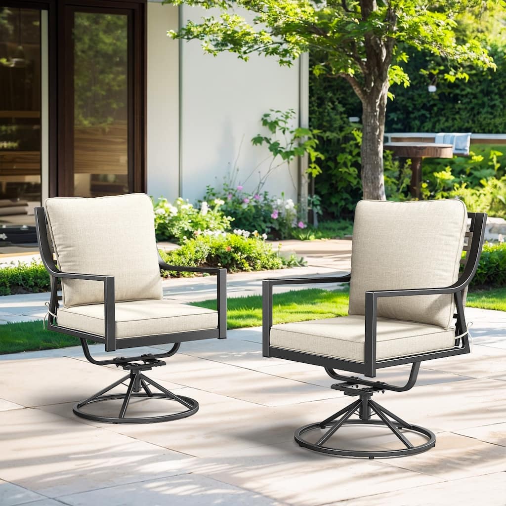High Back Outdoor Swivel Chair Patio Chairs Set of 2