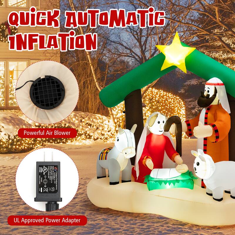 Costway 6.7FT Christmas Inflatable Nativity Scene w/ LEDs & Built-in - See Details