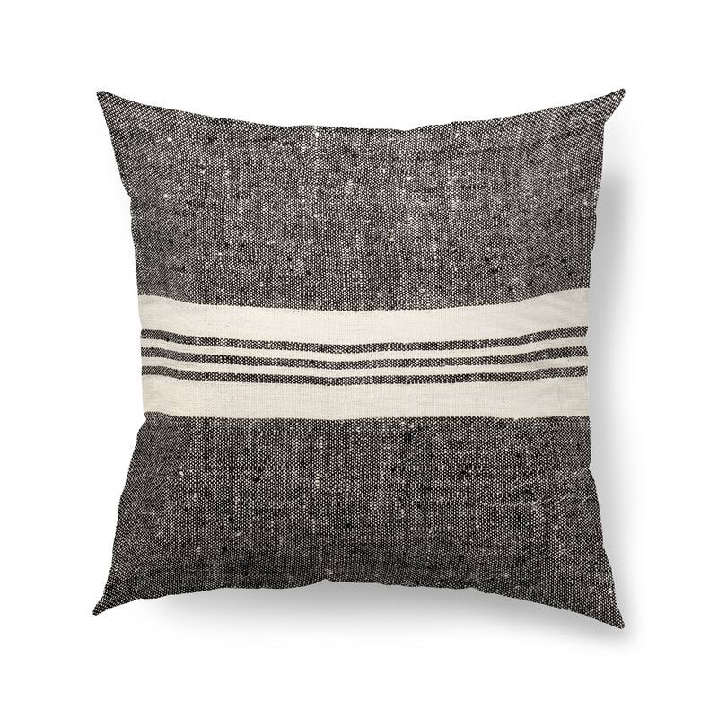 Sharon Black With Stripes Decorative Pillow Cover - 20.0L x 20.0W x 0.2H