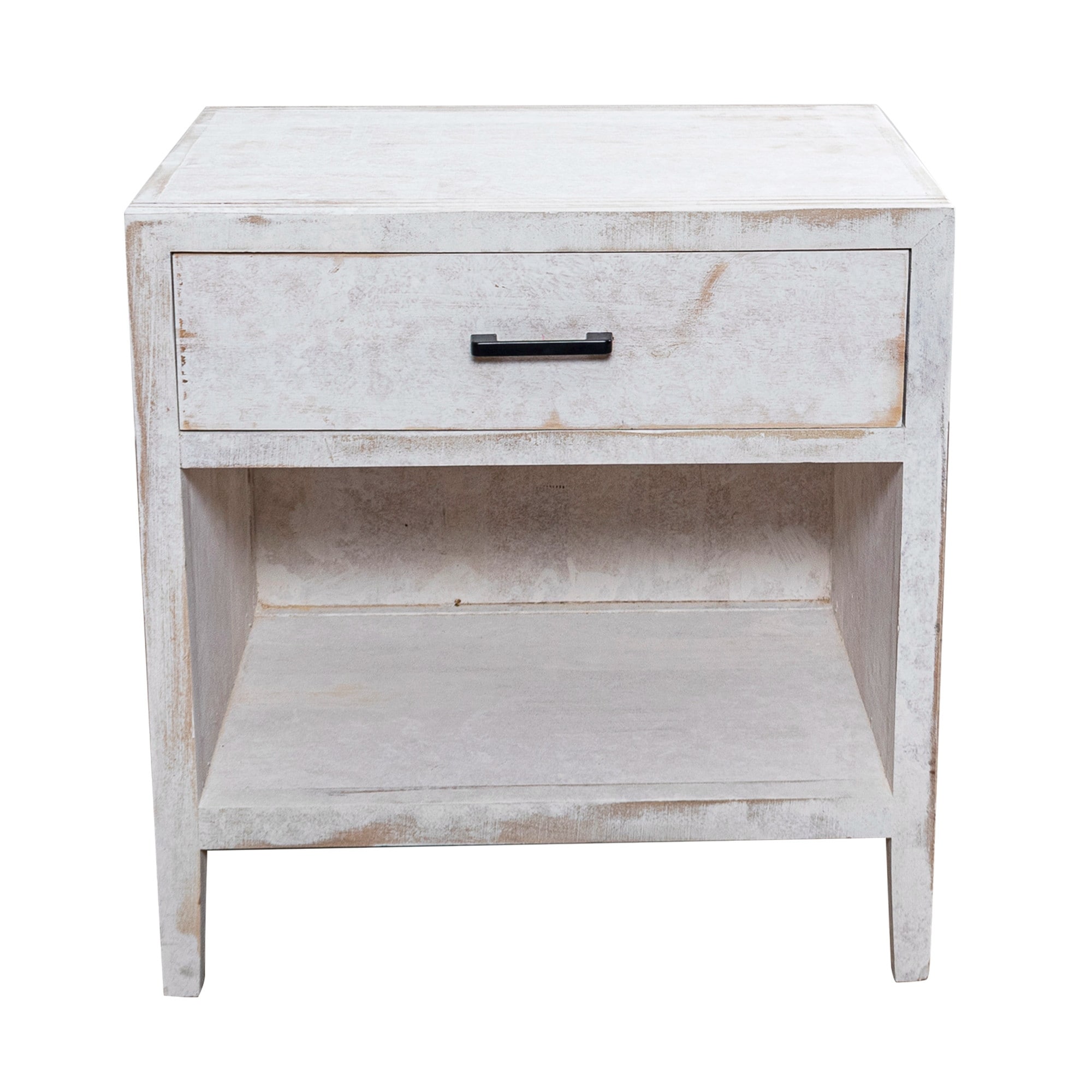 Distressed white bedside table sales