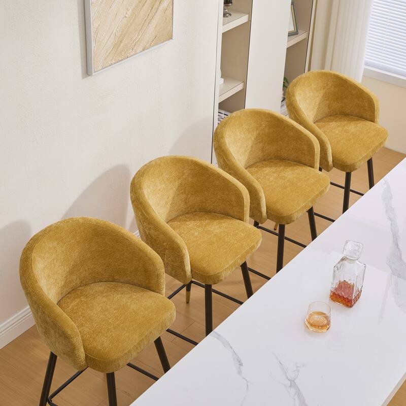 26" Swivel Counter Height Bar Stool with Arms and Metal Legs - 37"H x 22"W x 22"D