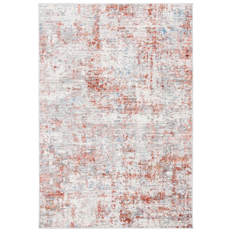 SAFAVIEH Shivan Sine Modern Abstract Rug - 6'7" Square - Ivory/Rust