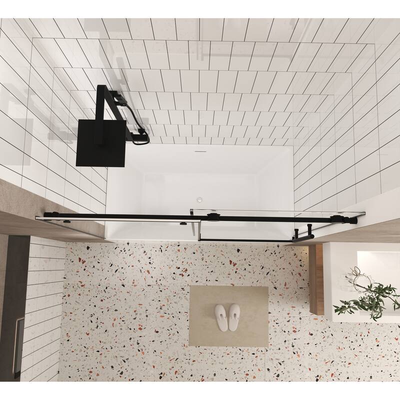 GDFStudio - Aldridge Frameless Sliding Bathroom Shower Door, Adjustable Width with Clear Tempered Safety Glass
