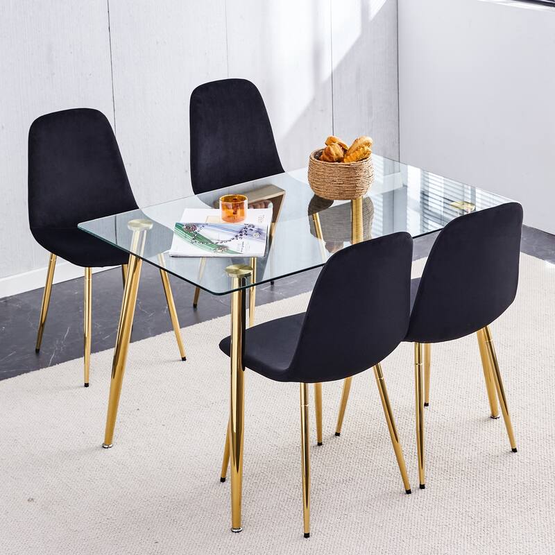 Dining Chair Kitchen Upholstered Side Chairs Accent Chairs Vanity Chair Dressing Chair with Golden Metal Legs