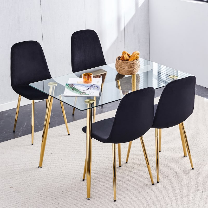 Modern Mid-Century Upholstered Accent Dining Side Chairs with Metal Legs