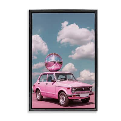 Stupell Disco Ball Car & Clouds Framed Floater Canvas Wall Art Design By LSR Design Studio