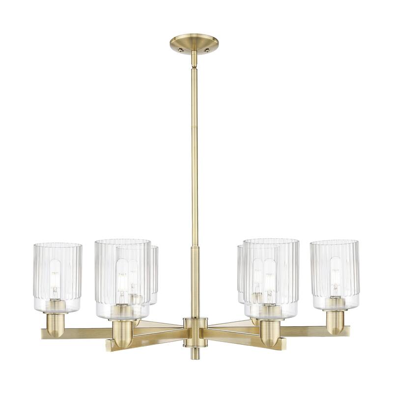 Innovations Lighting Endless Possibilities Arcadia - Hadley - 6 Light 34" Stem Hung Chandelier - Antique Brass/Clear