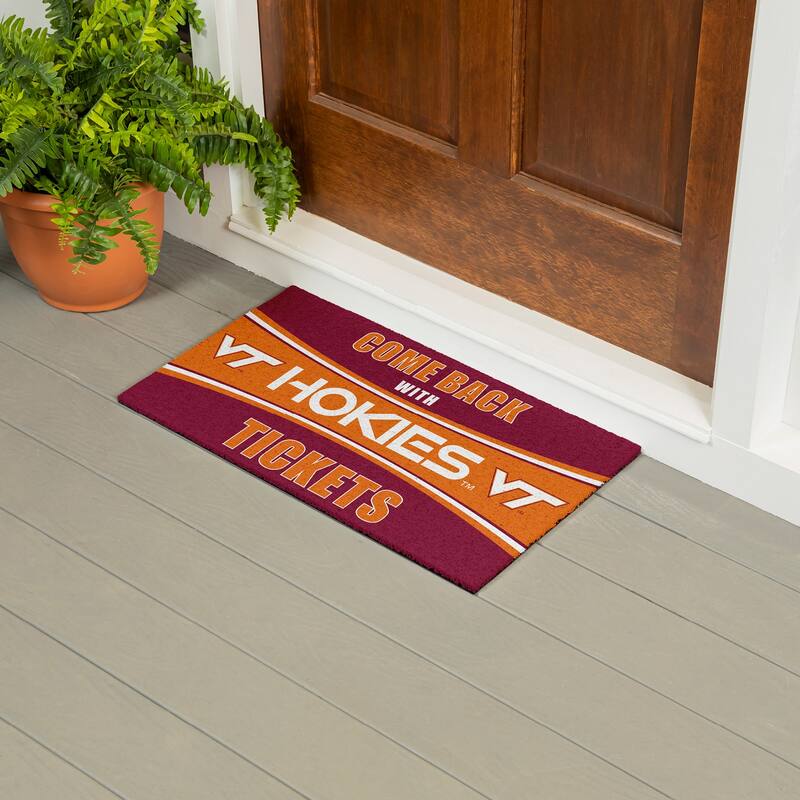 Virginia Tech 28 in. x 16 in. PVC "Come Back With Tickets" Trapper Door Mat