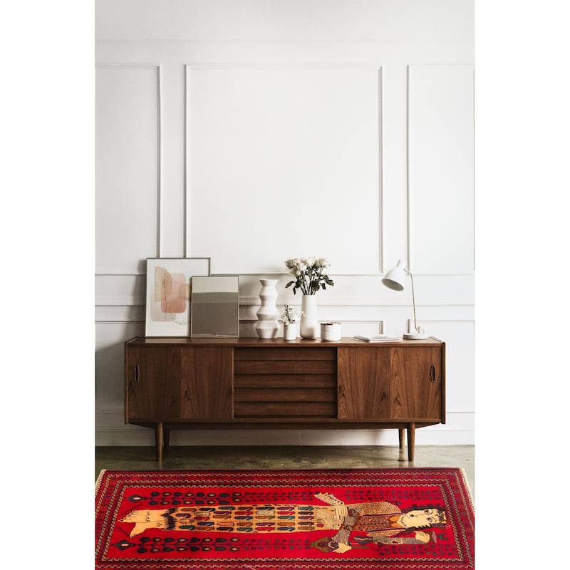 Teimani Red Rug 2'11" x 4'10" - 2'11 x 4'10
