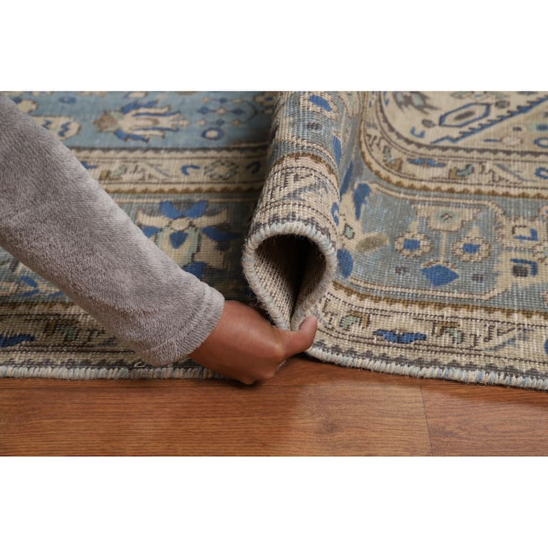 Tabriz Persian Area Rug Handmade Geometric Blue Wool Carpet - 8'0"x 11'0"