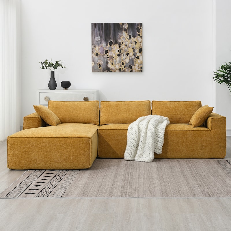 Minimalist Style Modular Sectional Sofa - Yellow