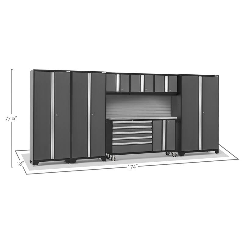 NewAge Products Bold 174" W x 18" D 7 Piece Garage Cabinet Set