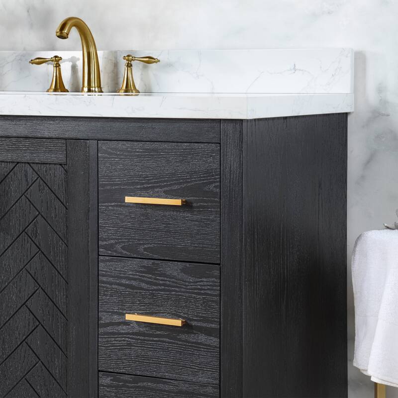 Altair Gazsi Bathroom Vanity with Composite Stone Countertop without Mirror