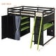 preview thumbnail 42 of 64, Wood Full Size Loft Bed with Blackout Curtains and RGB Lights, Gaming Loft Bed with Desk & Shelves