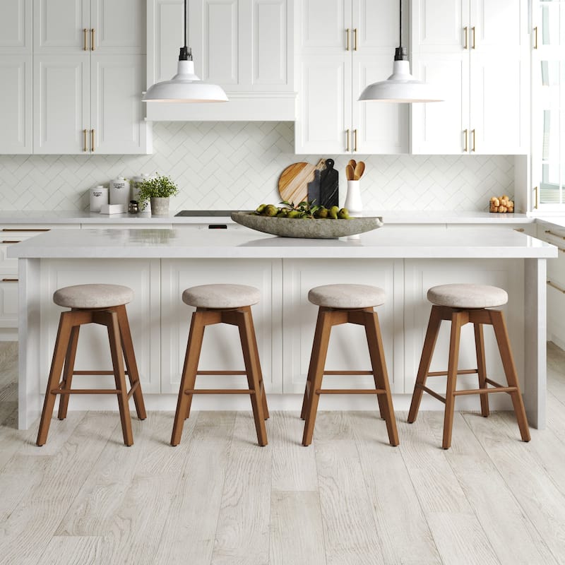 Nathan James Amalia Backless Counter Height 360 Swivel Seat Wood Bar Stool