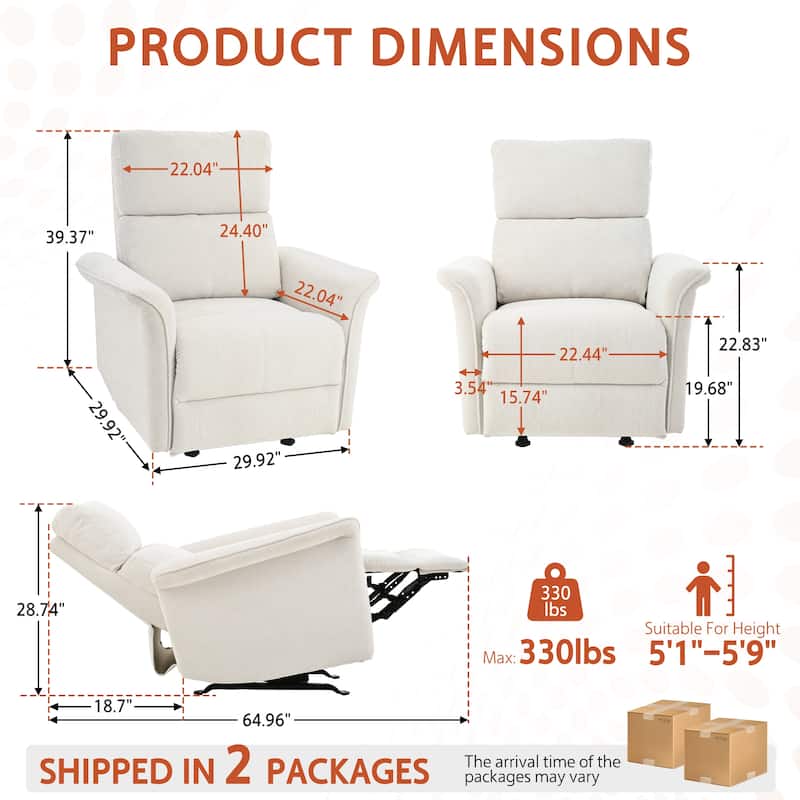 Manual Rocker Recliner Chair For Adults,Manual Rocking Glider Recliner,Fabric Nursery Chair,Single Sofa Recliner,Wide Armrests