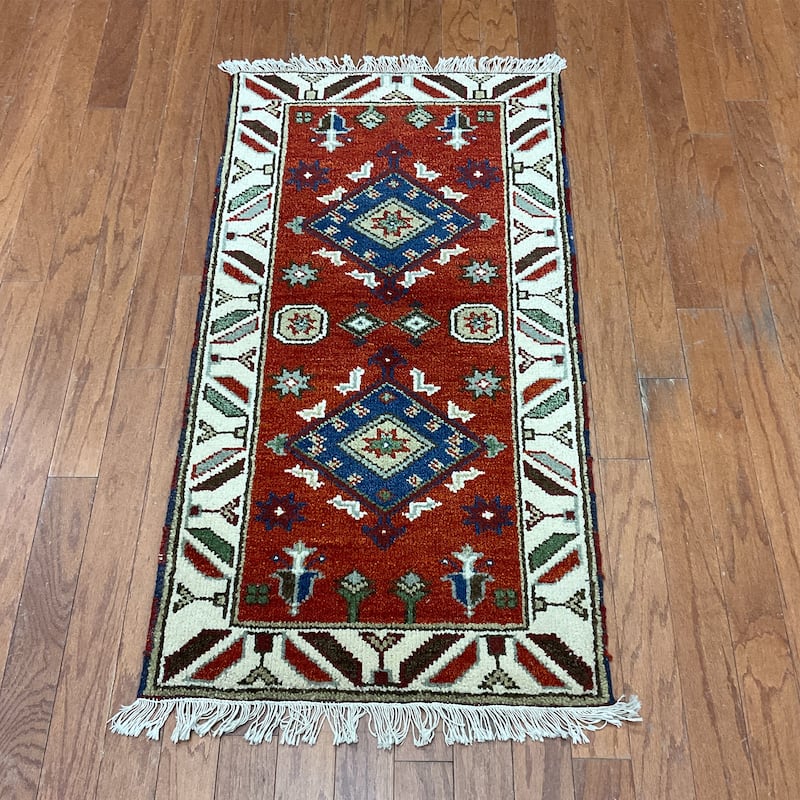 HERAT ORIENTAL Handmade Kazak Wool Rug - 2'2" x 3'11"
