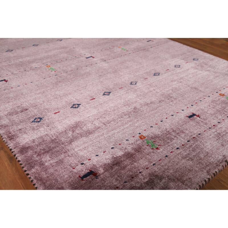 Little Animals Gabbeh Indian Rug Hand-Knotted Wool Carpet - 3'11" x 5'9" - 3'11" x 5'9" - Purple