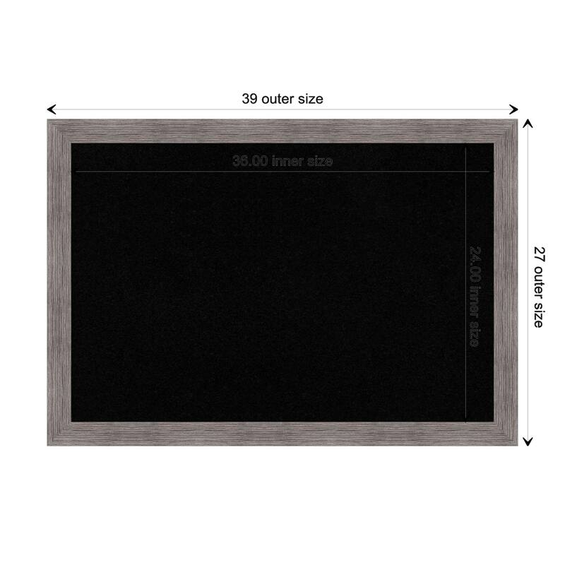 Pinstripe Plank Grey Narrow Framed Black Corkboard Bulletin Board - Board Size 36x24