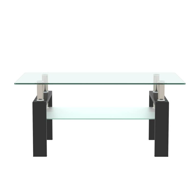 Glass Coffee Table, 2-Tier Clear End Table Center Tables