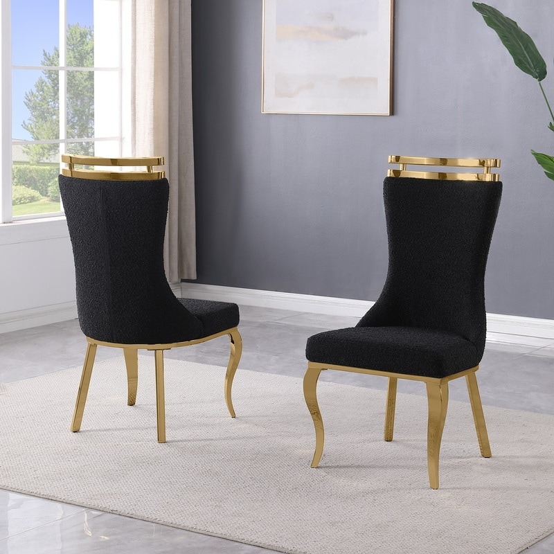 Best Quality Furniture Side Chair (Set of 2) Gold Chrome Base - N/A