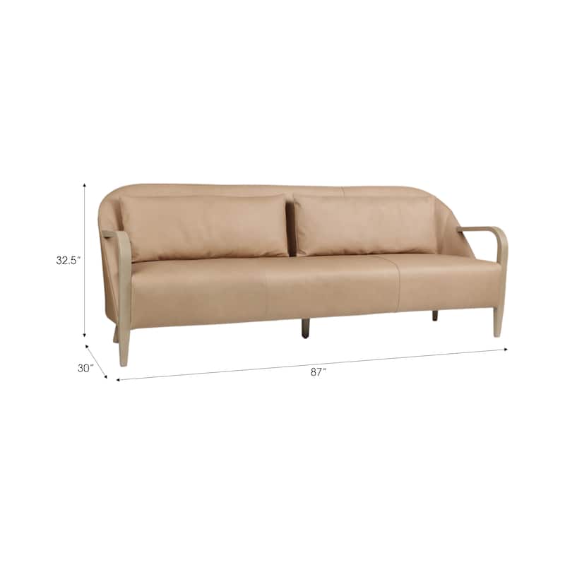 Fabric Sofa Couch Loveseat Combo Arms Mid-Century Design - 33" Tan - 87" x 30" x 32.5"