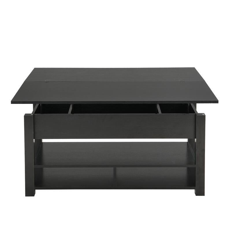 Lift Top Coffee Table, MultiFunctional Coffee Table with Open Shelves
